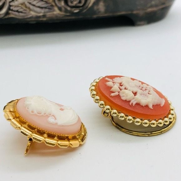 Vintage Cameo Clip Brooch Lot - Picture 6 of 7